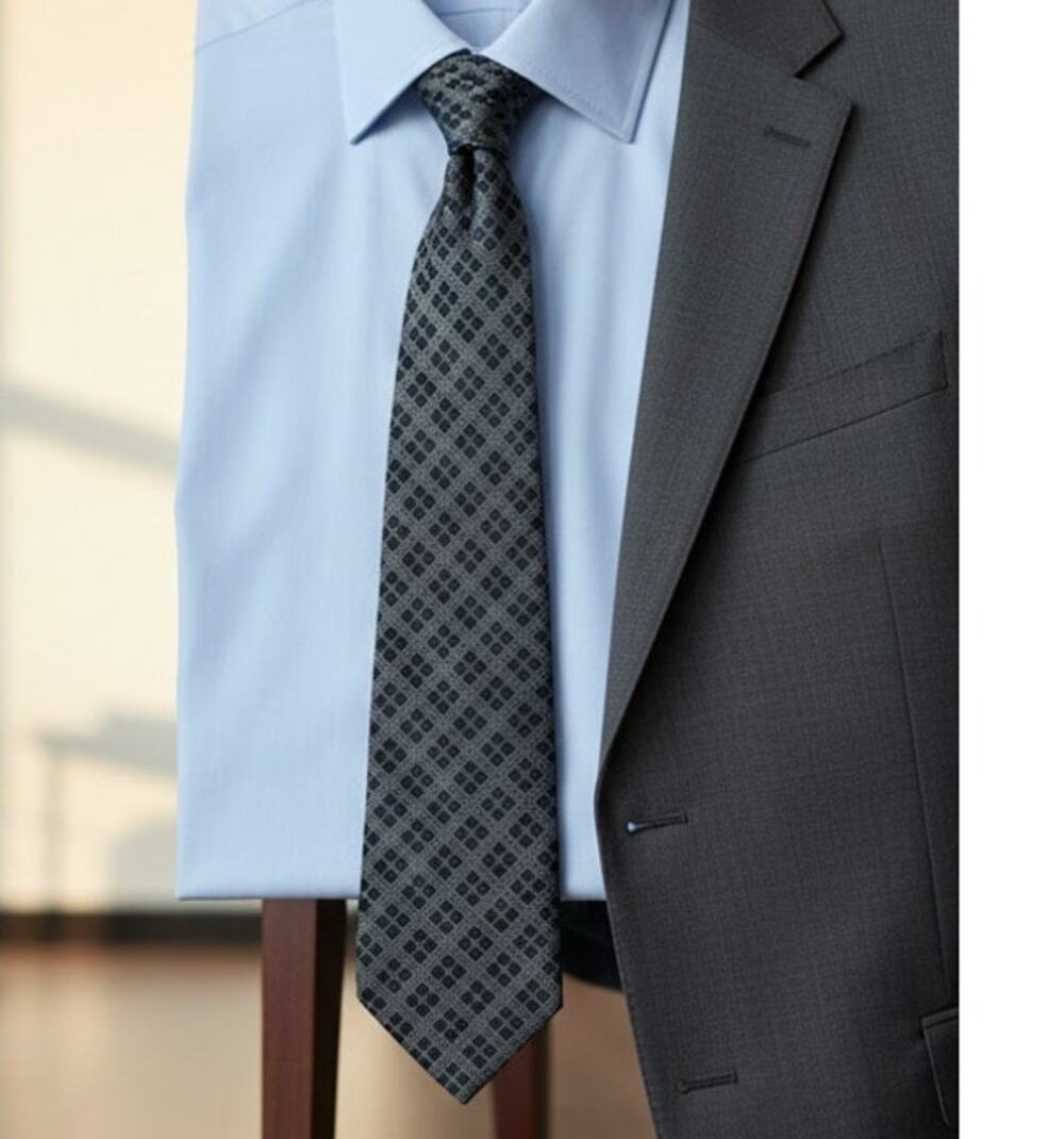 Vintage Regalon Mens Neck Tie Blue Gray Pattern